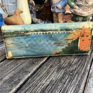 Bag By Triangle New York Clutch Scenic Black Purse Rectangle Vintage 70s 80s